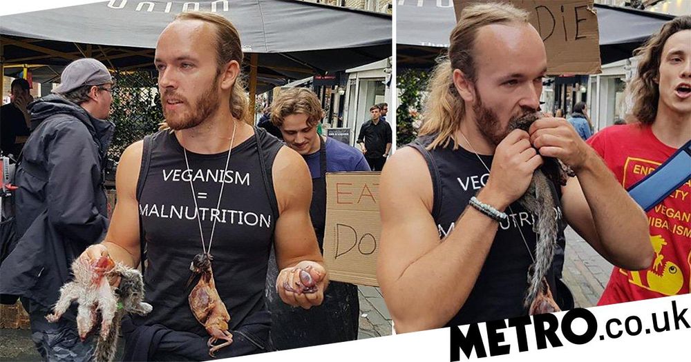 Man eats raw squirrel to taunt vegans but freaks out meat eaters instead