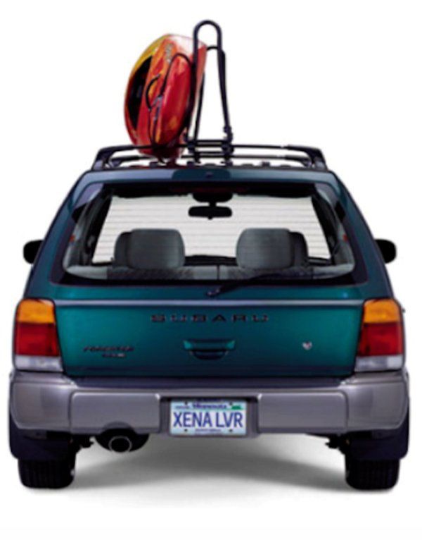 Subaru with the license plate XENA LVR