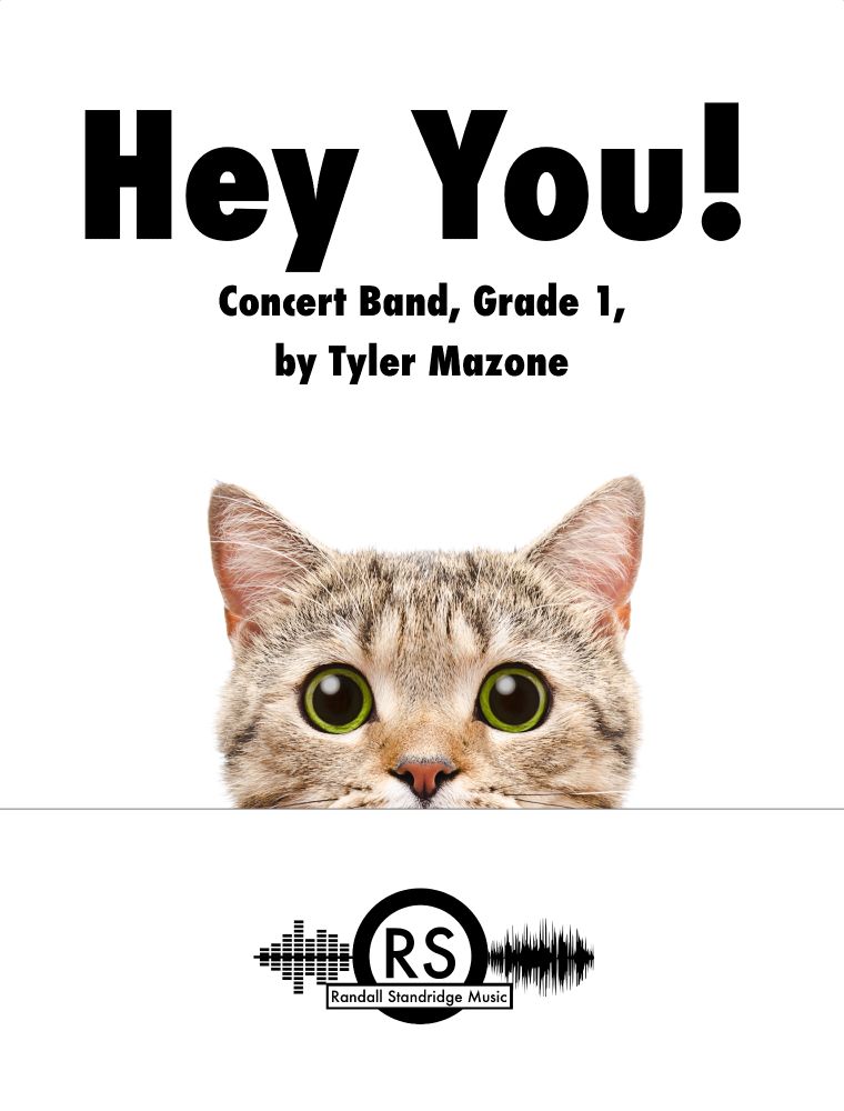 A white cover page showing a brown cat peeking out at the camera, with the title "Hey You!"