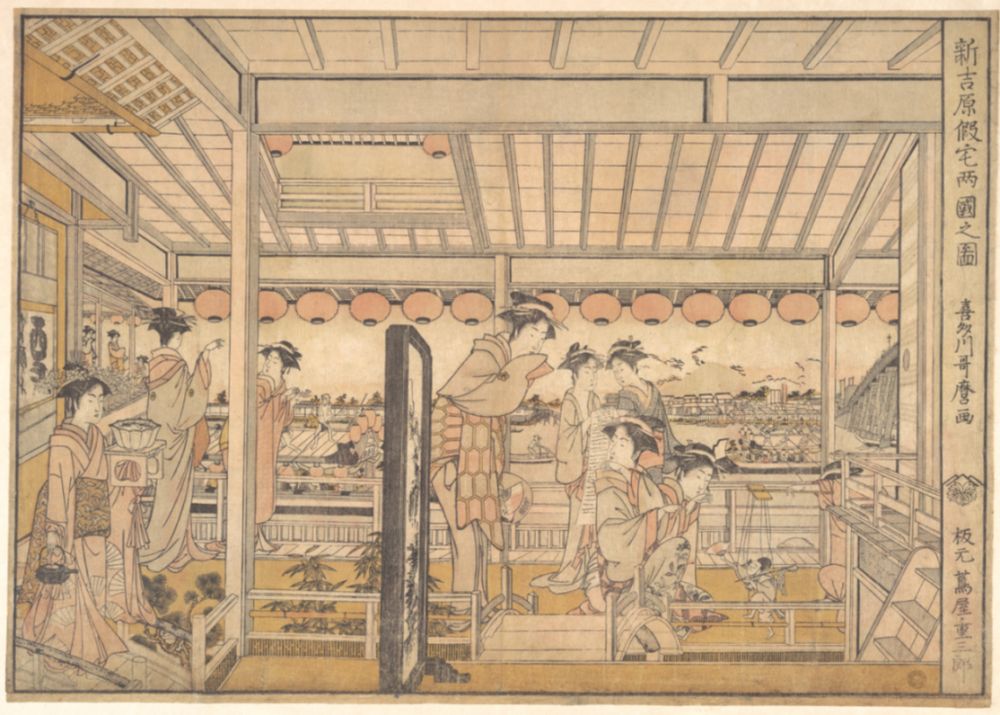Picture of the Temporary Lodgings of the New Yoshiwara Pleasure Quarter at Ryōgoku  (Shin Yoshiwara Karitaku Ryogoku no zu), Metropolitan Museum of Art, New York, NY