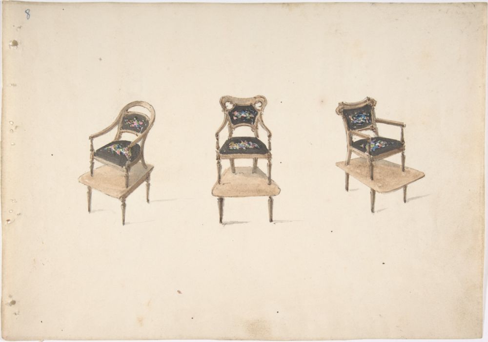 Design for Three Small Elevated Armchairs, Metropolitan Museum of Art, New York, NY