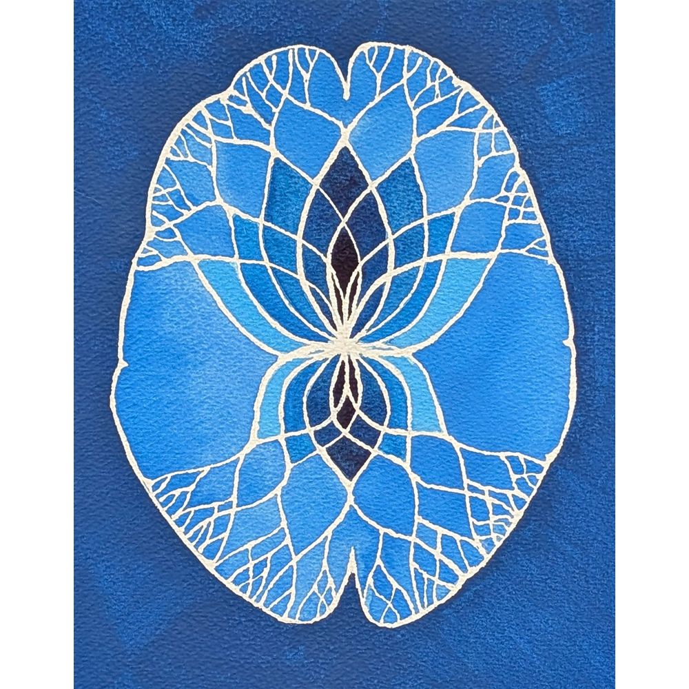 blue brain painting with lotus motif 