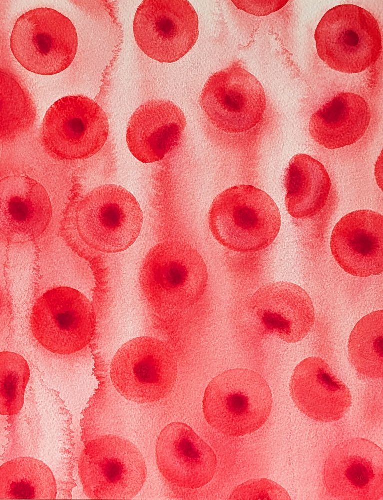 watercolor painting of red blood cells 