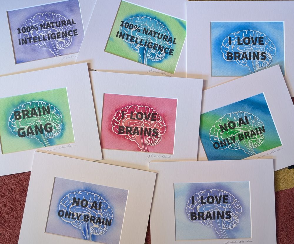 Eight different paintings with different texts