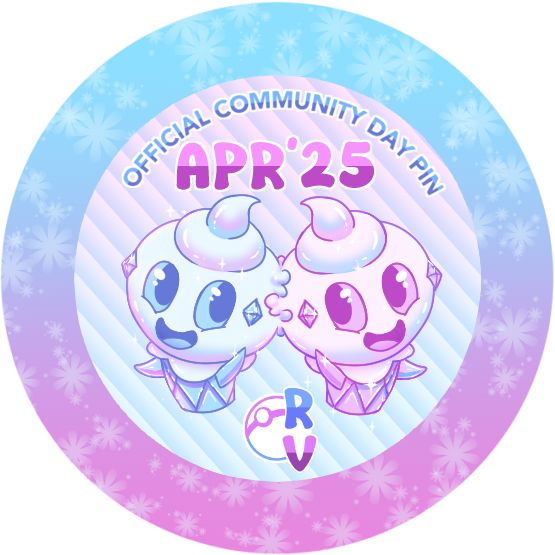 A pair of Vanillite, one shiny and one normal, back to back and smiling at each other. 