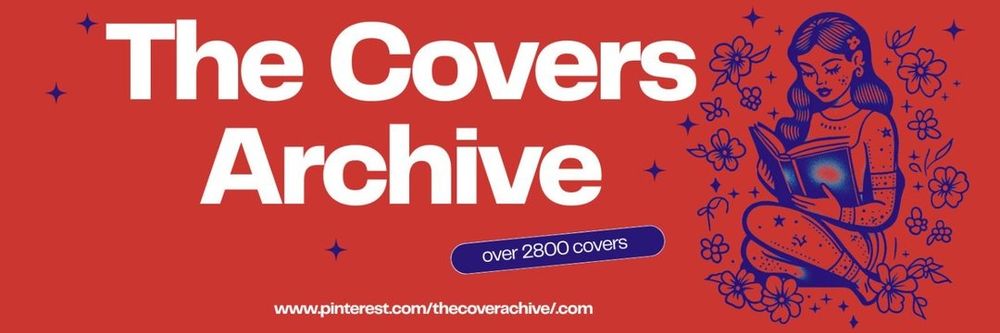 Logo of "The Cover Archive" with red background and a blue lineart of a woman sitting reading a book.