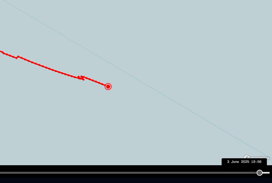 Standort des Bootes um 19:56