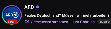 ARD Livestream Titel: "Faules Deutschland? Müssen wir mehr arbeiten?