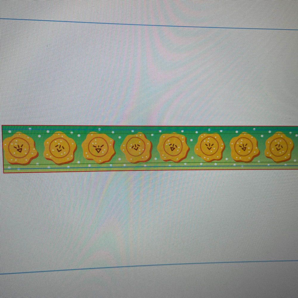 Washi tape design mockup of tostones with the seeds instead forming various happy faces 