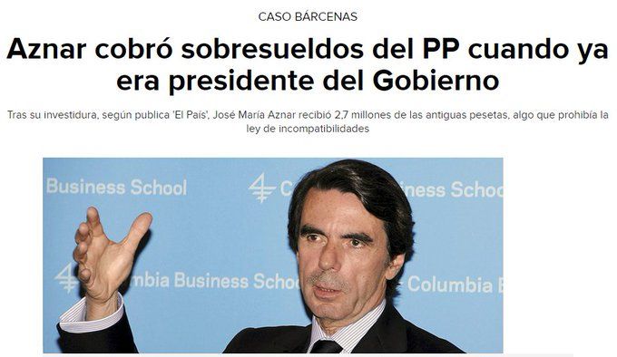 José María Aznar cobró sobresueldos del Partido Popular cuando ya era presidente del Gobierno, algo que prohibía la ley de incompatibilidades vigente en 1996.