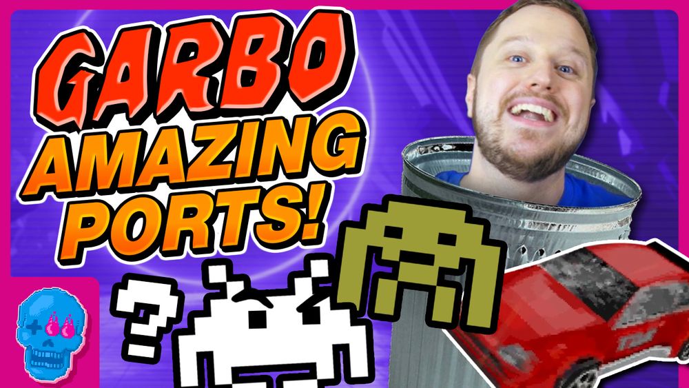 Garbo Amazing Ports! 

My head is sticking out of a trash car next to two Space Invaders having a stare down, and a very ugly looking car from an amazingly terrible version of a Burnout game.