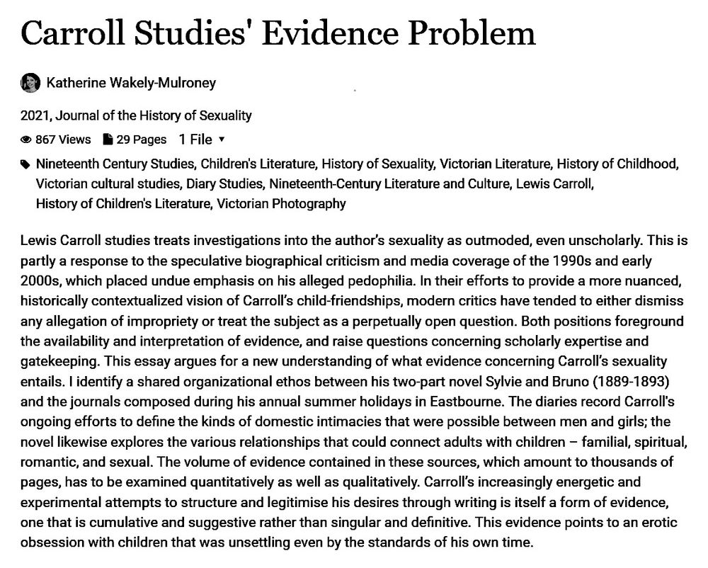 https://www.academia.edu/67147027/The_Man_Who_Loved_Children_Lewis_Carroll_Studies_Evidence_Problem