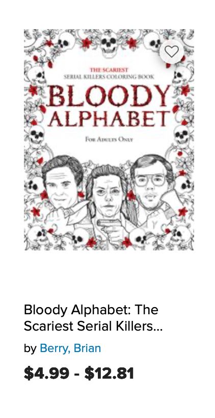 a screenshot of a coloring book of serial killers with options for the price listed below the author.
