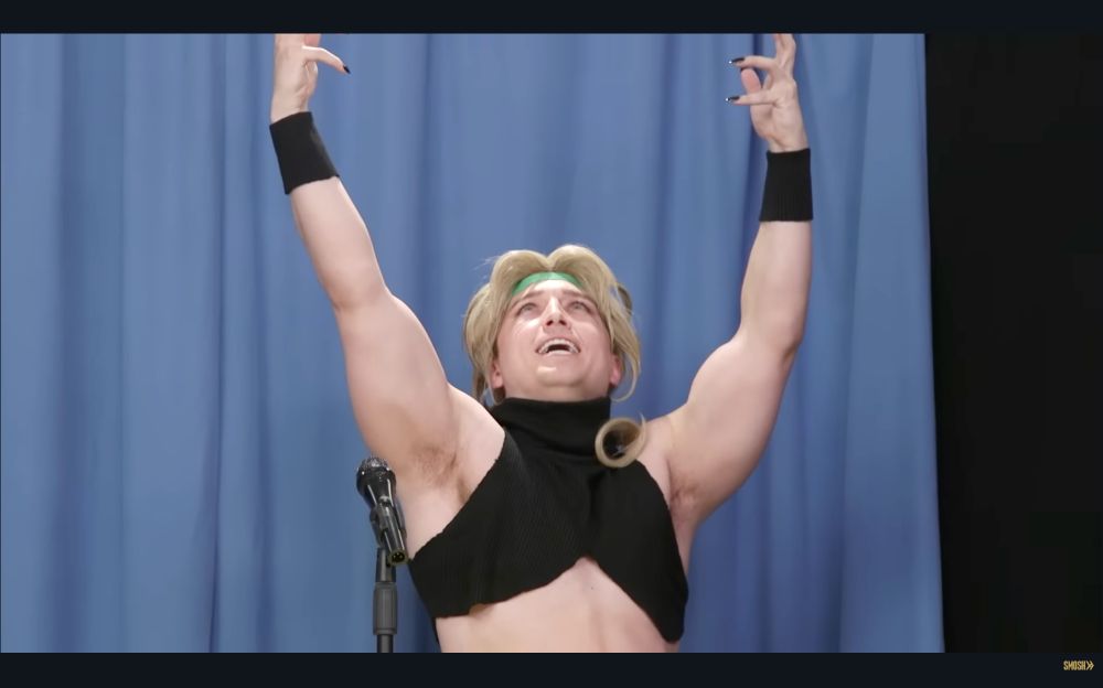 Shayne Topp from Smosh cosplaying as Dio from Jojo's Bizarre Adventure in the Smosh video "Damian Haas is Dead l The Funeral Roast"