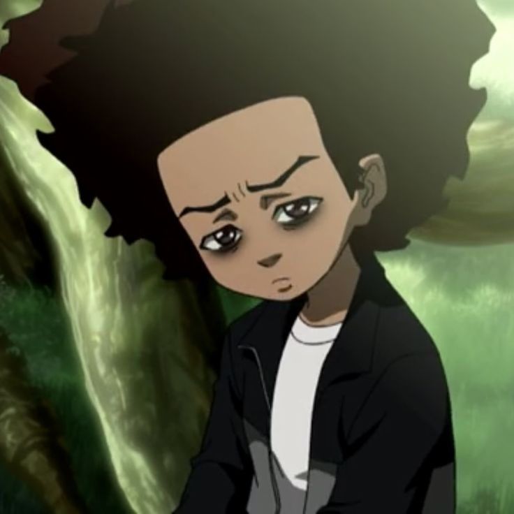 Huey Freeman from The Boondocks looking deeply, heavily, negro spiritually tired with dark circles around his eyes.