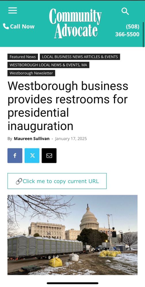 Westborough business provides restrooms for presidential inauguration
