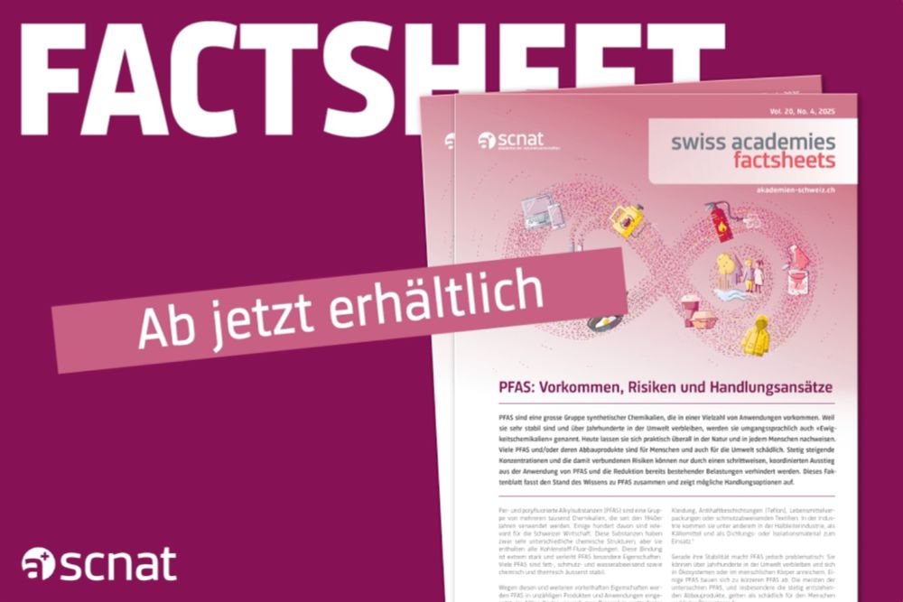 Die Akademie der Naturwissenschaften Schweiz (SCNAT) hat kürzlich das Faktenblatt «PFAS: Vorkommen, Risiken und Handlungsansätze» veröffentlicht.