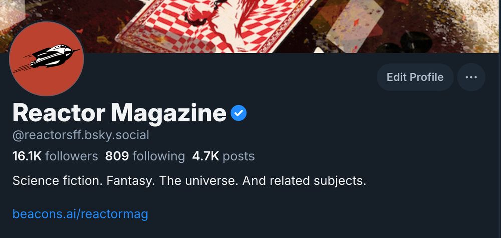 Reactor Magazine profile, now with a verification blue check
