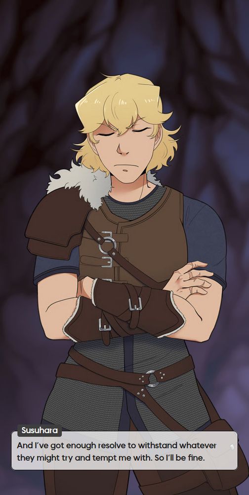 Susuhara before entering a siren's den, saying "And I've got enough resolve to withstand whatever they might try and tempt me with. So I'll be fine."