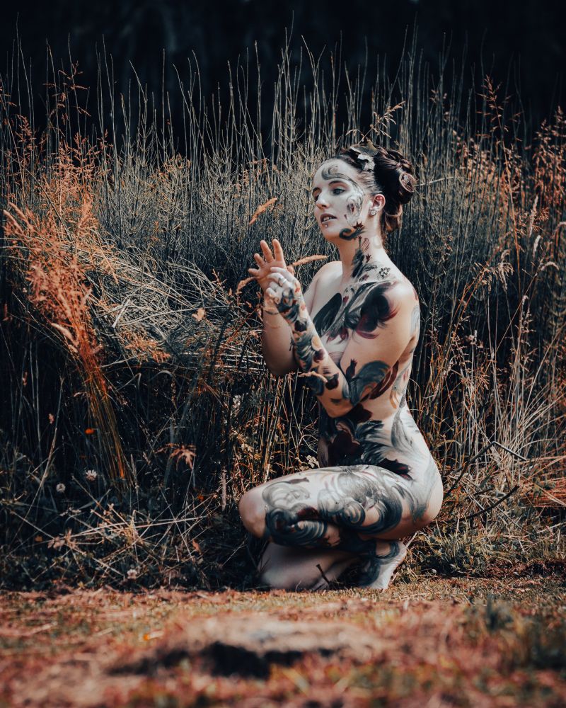 Photo de Laurie nue (body painting) réalisée par le photographe Thierry Smets.