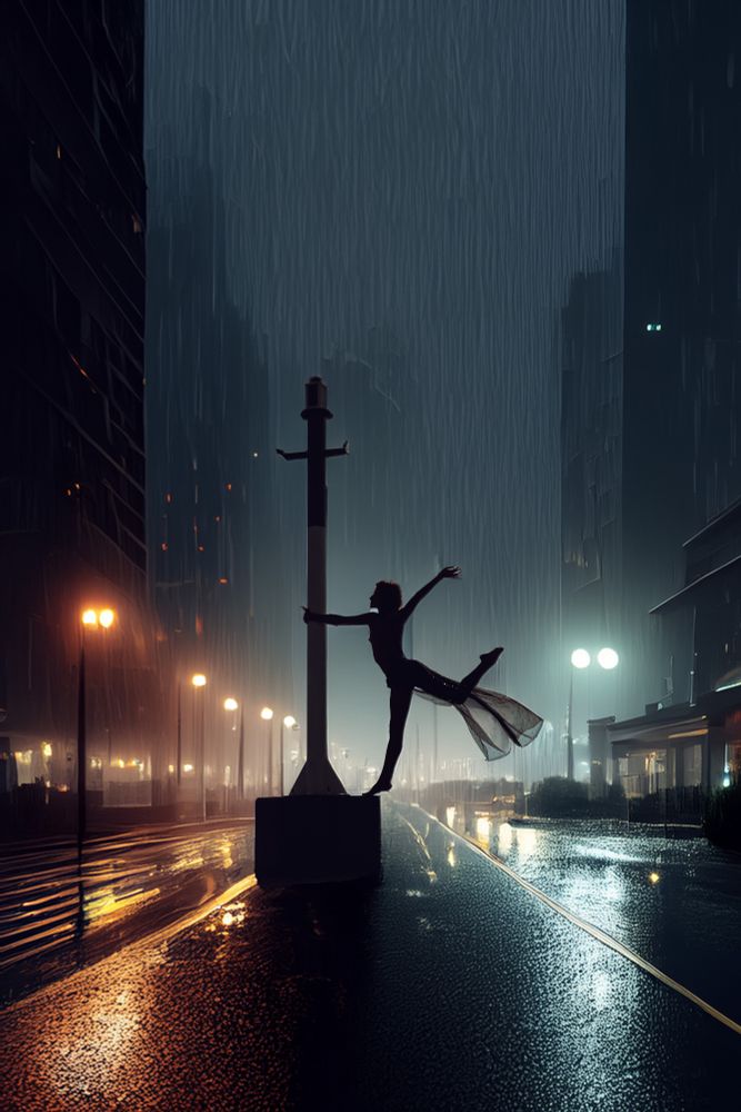 Photo de Laetitia Michèle nue en pleine ville dans la nuit sous la pluie réalisée par le photographe Thierry Smets.