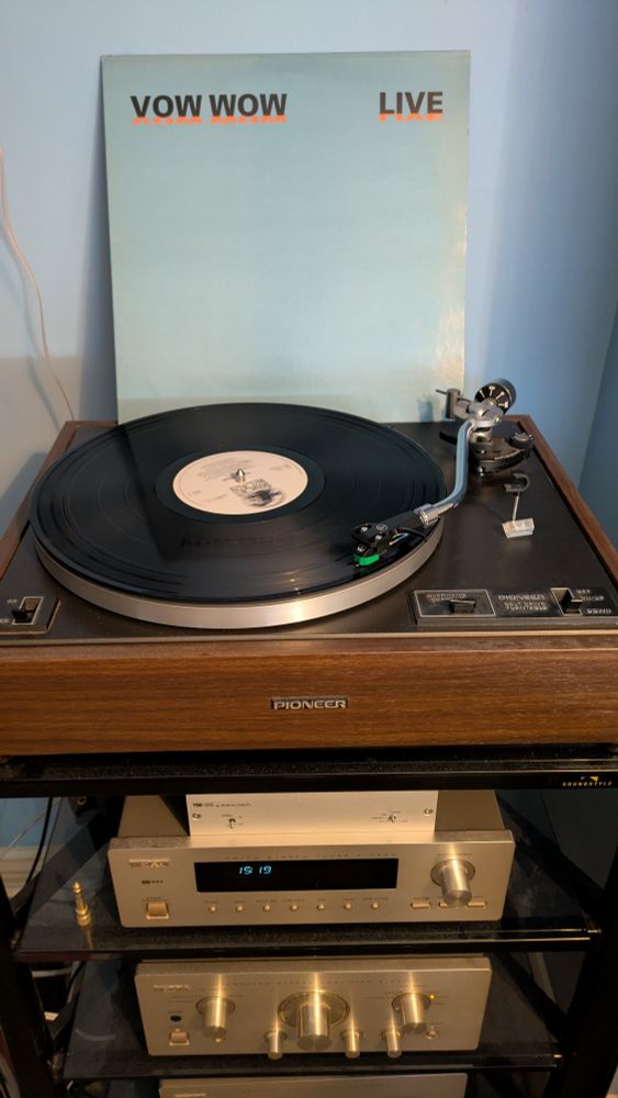 Vow Wow's 1986 album, Live, on vinyl. Pioneer turntable, Audio Technica cartridge, TEAC amp. 