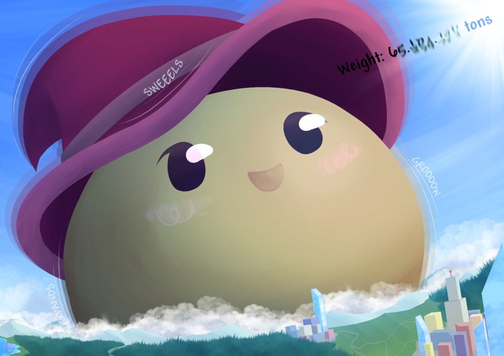 Mystic Slime
The culprid of everything, she casted a growth spell by accident, making slimes grow without sign of stop...!
Now she weighs more than 65 million tons and still growing exponentially!!! xd