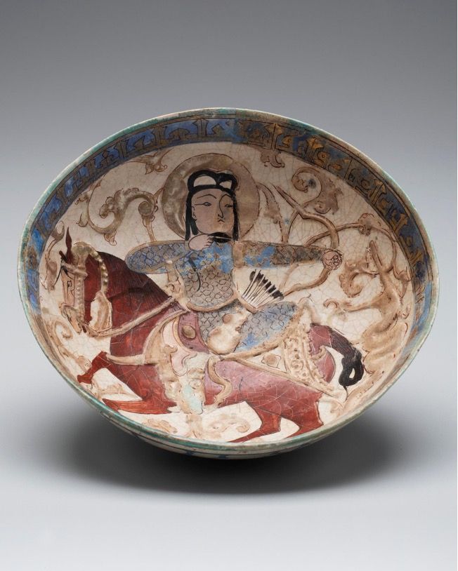 Bowl with an image of a Seljuk or Khwariziman horse archer, 13th c. CE