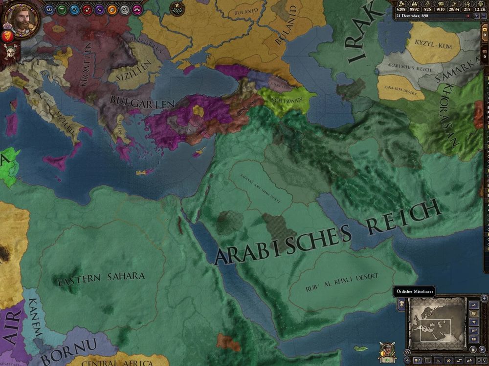 A map of the Abbasid Caliphate from the Paradox game Crusader Kings III. Historical accuracy very much not guaranteed.