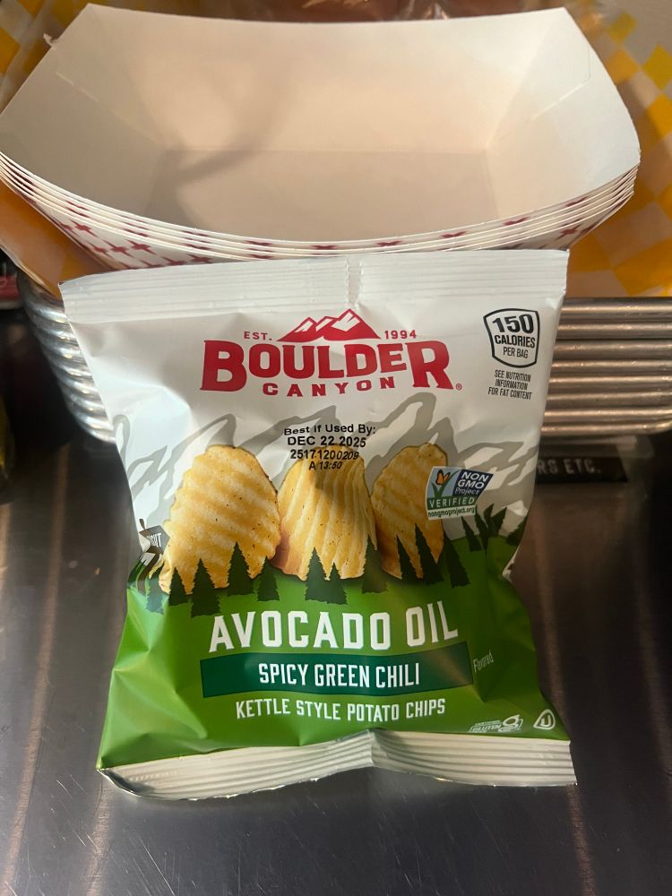 small bag of Boulder (canyon) Green Chile chips