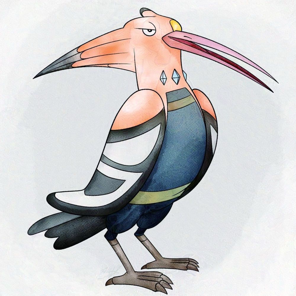 Hoopore, my fakemon that’s based on the African Hoopoe and diamond mining