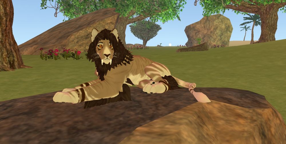 A screenshot of a lion character from the game feral-heart unleashed. 