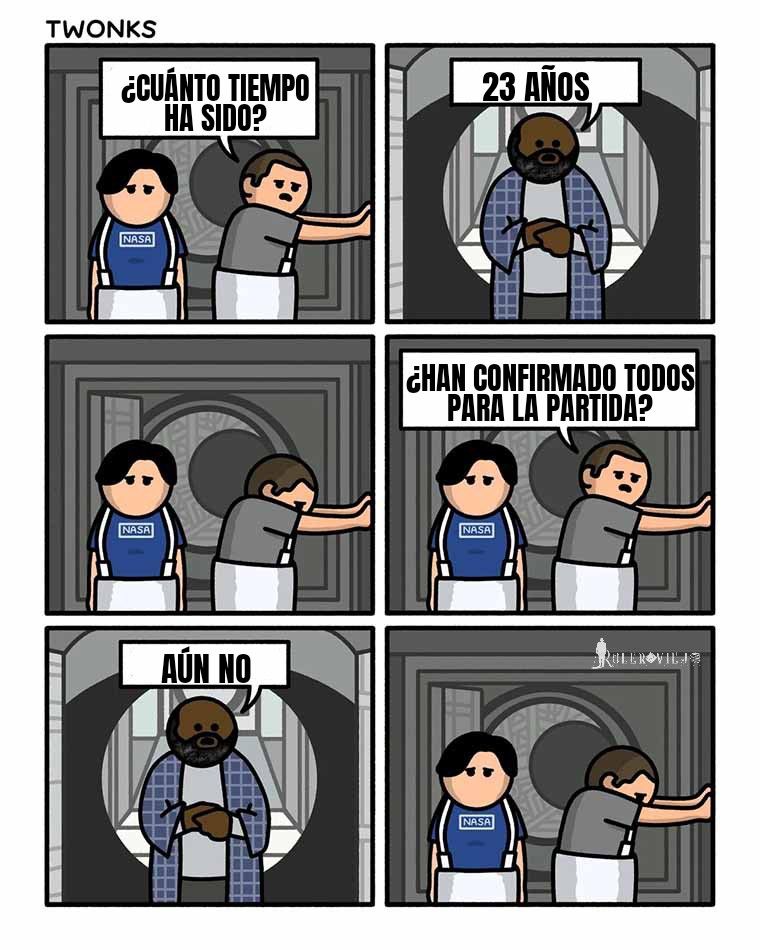 La escena de Interestellar en la que regresan a la estación espacial de un planeta. Han pasado años según la relatividad. Pero aún no han conseguido agendar la partida.