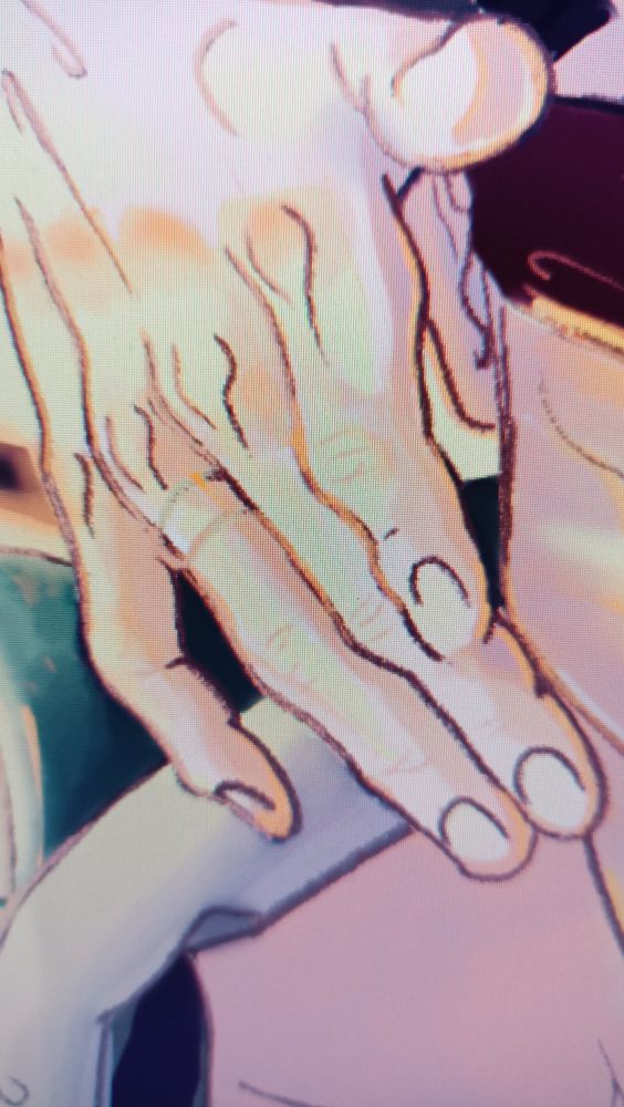 A close up of Miles's hand on Gumshoe's face

#milesedgeworth #bodyworship #workinprogress