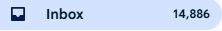 email inbox with 14,886 unread messages.