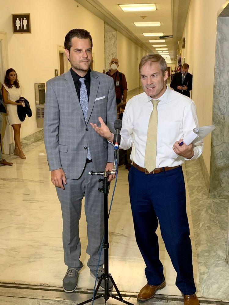 A picture of Matt Gaetz and Jim Jordan that looks eerily similar to the picture of Beavis and Butthead.