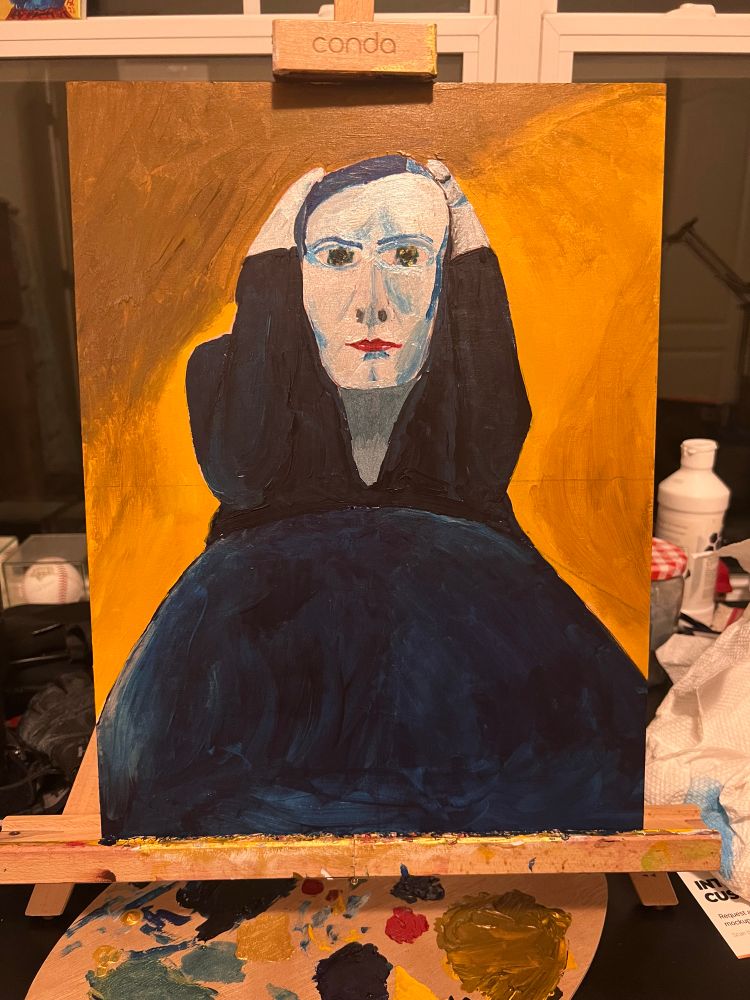 Latest step in the Greta Garbo painting 
