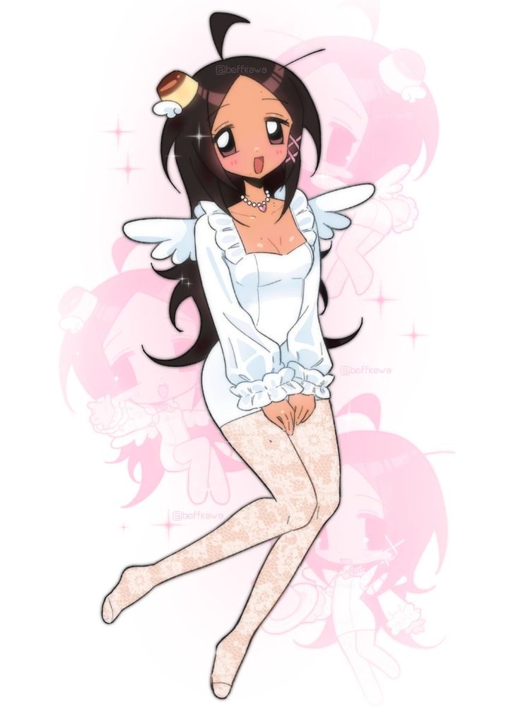 full body drawing of my vtuber sona- flan angel concept
