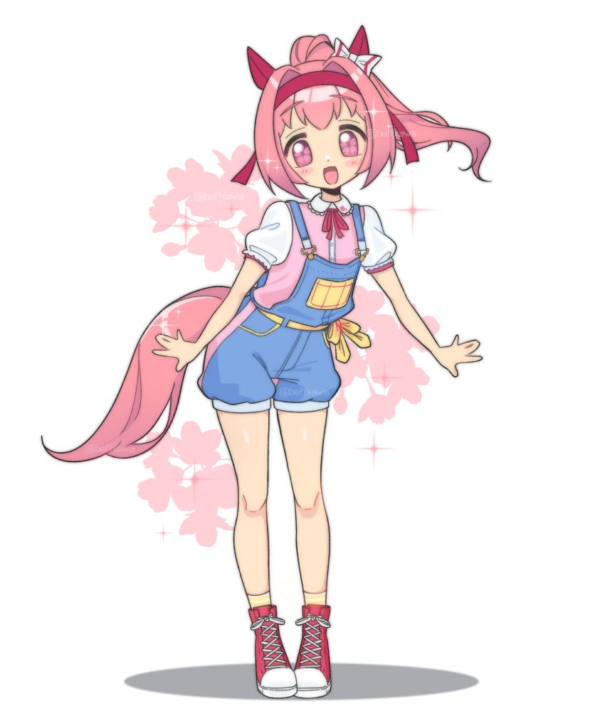full body drawing of haru urara's going out outfit in the game umamusume