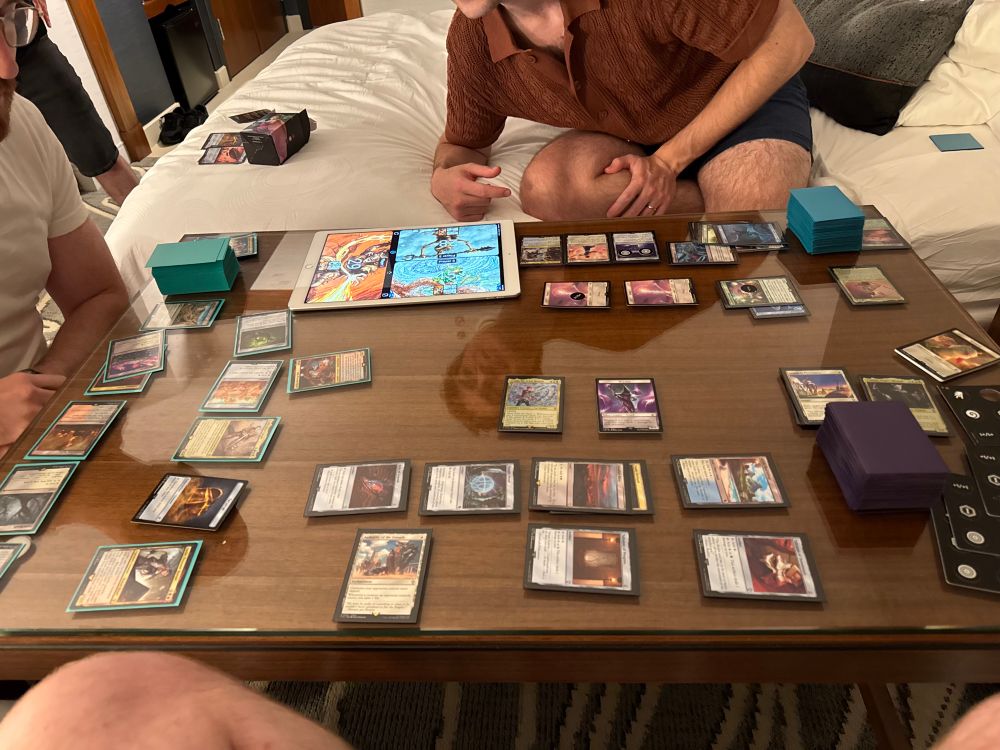 A 3-player game of Magic the Gathering Commander with final fantasy decks. 