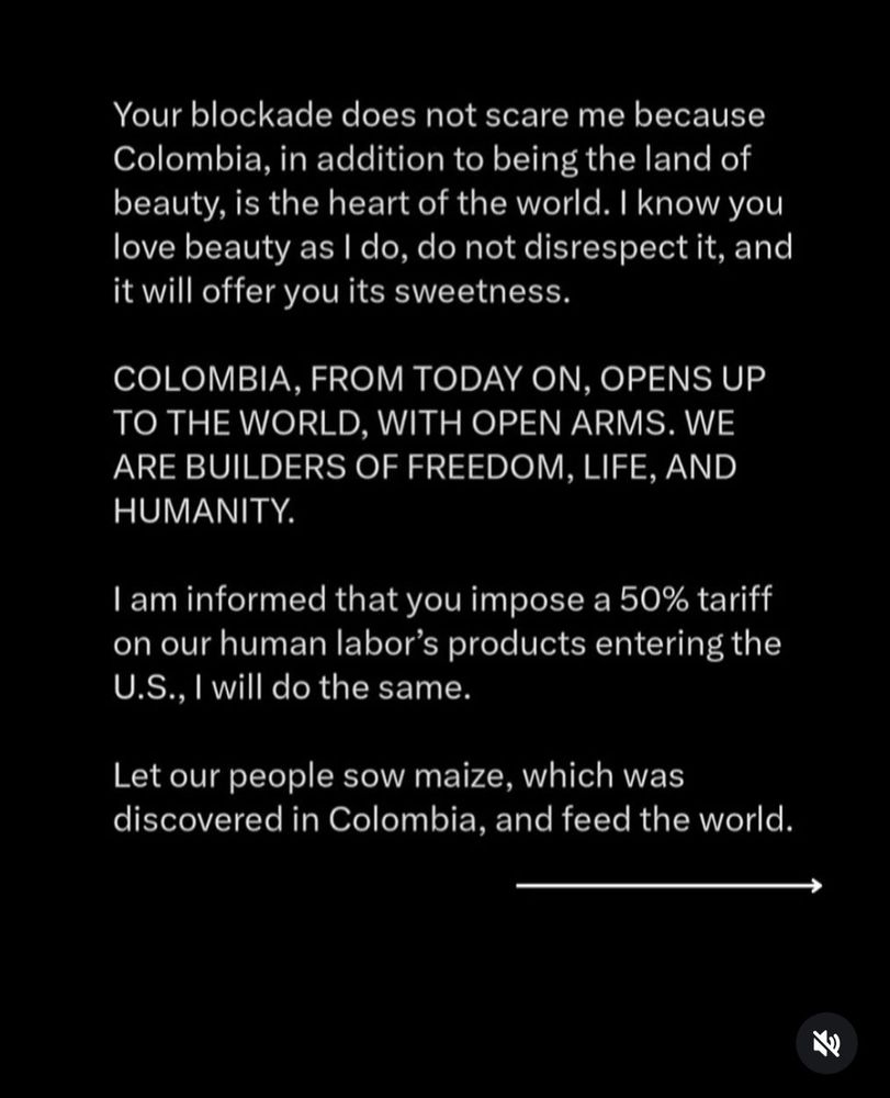 Fotografía con parte del discurso del presidente Petro (Colombia) contra Trump.