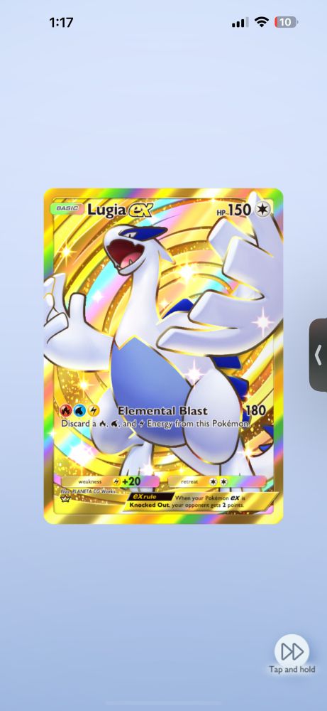 Lugia gold secret rare in Pokemon TCG pocket