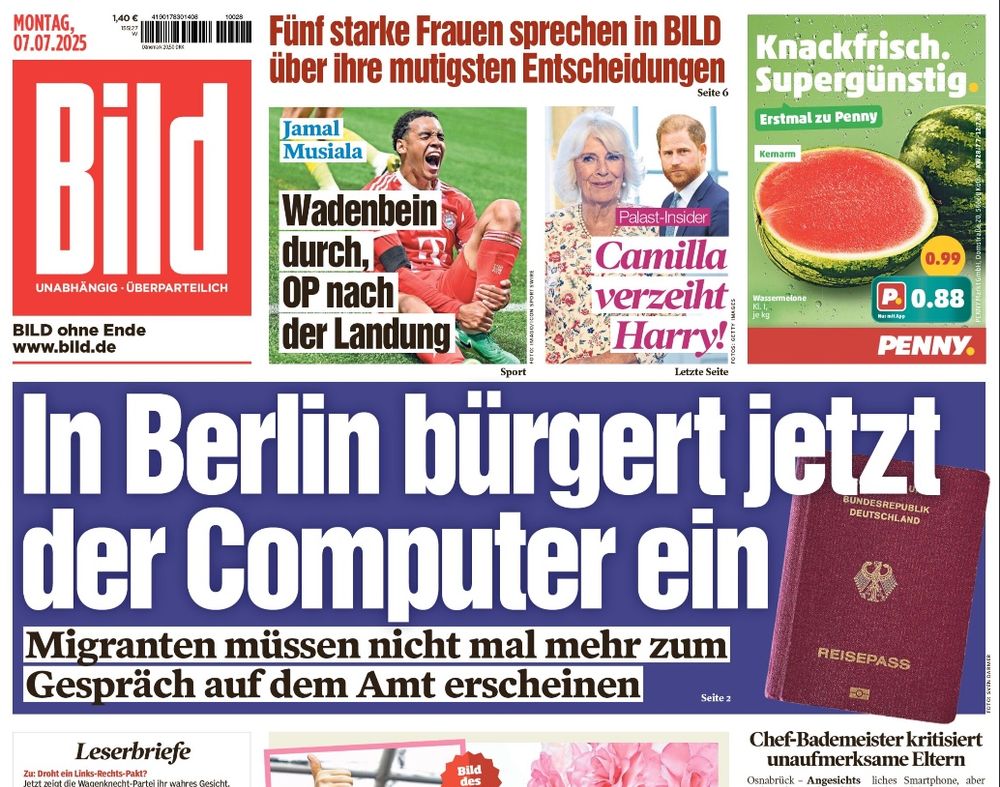 Bild-Schlagzeile: In Berlin bürgert jetzt der Computer ein / Migranten müssen nicht mal mehr zum Gespräch auf dem Amt erscheinen