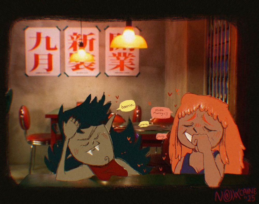 marceline and bonnie bein flirtatious and silly on a date