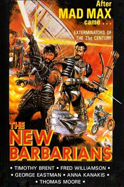 The New Barbarians film poster with one man shooting and one man holding a bow and arrows.