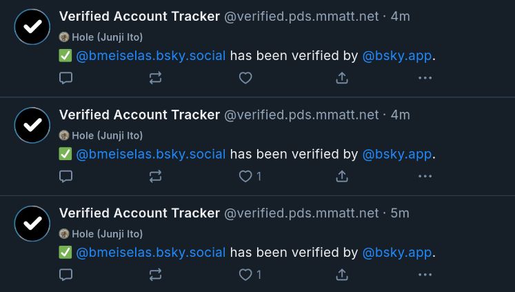 bsky.app verifying the same account three times