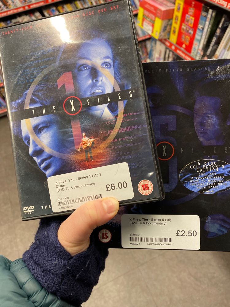 X files season 1 and 5 dvd box sets - thrifted