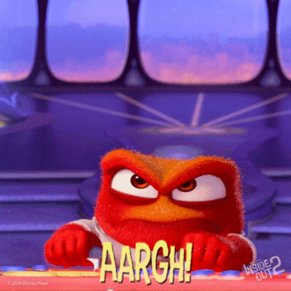 a cartoon character from inside out 2 says aargh!