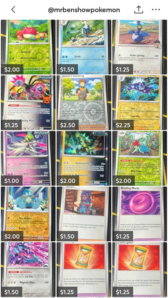 Everyone is selling sealed stuff off but I got thousands of singles to complete collections instead!! keeps my card habits going lol
Bundle orders get the hook up!!
https://www.mercari.com/u/mrbenshowpokemon?sv=0

#Pokemon #Pokemoncards #pokemontcg #pokemontradingcardgame #disney #lorcana #disneylorcana #lorcanacards #onepiece #onepiecetcg #onepiececards #onepiececardgame #dragonball #dbz #dragonballz #dragonballsupercardgame #dragonballsuper #yugioh #yugiohtcg #yugiohcards #pokemoncommunity #pokemoncardsforsale 