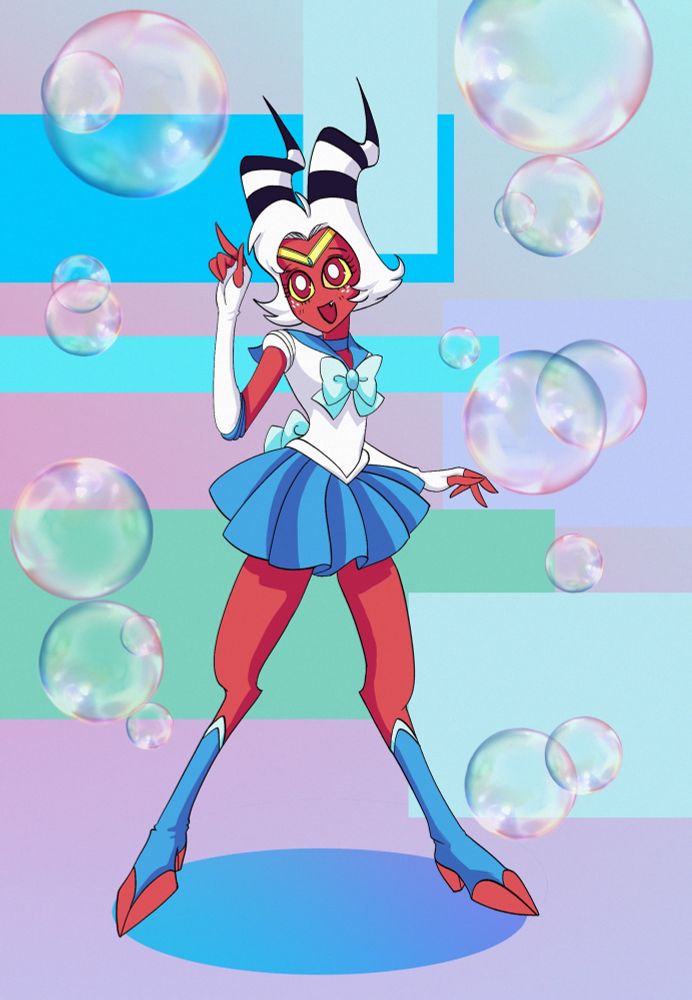 Moxxie dressed as Sailor Mercury